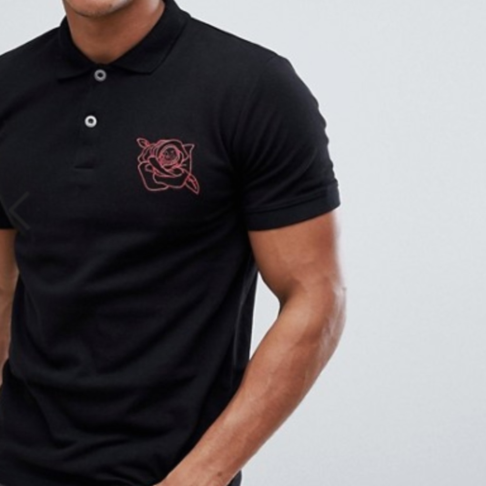 BOLONGARO TREVOR ROSE SKULL POLO SHIRT